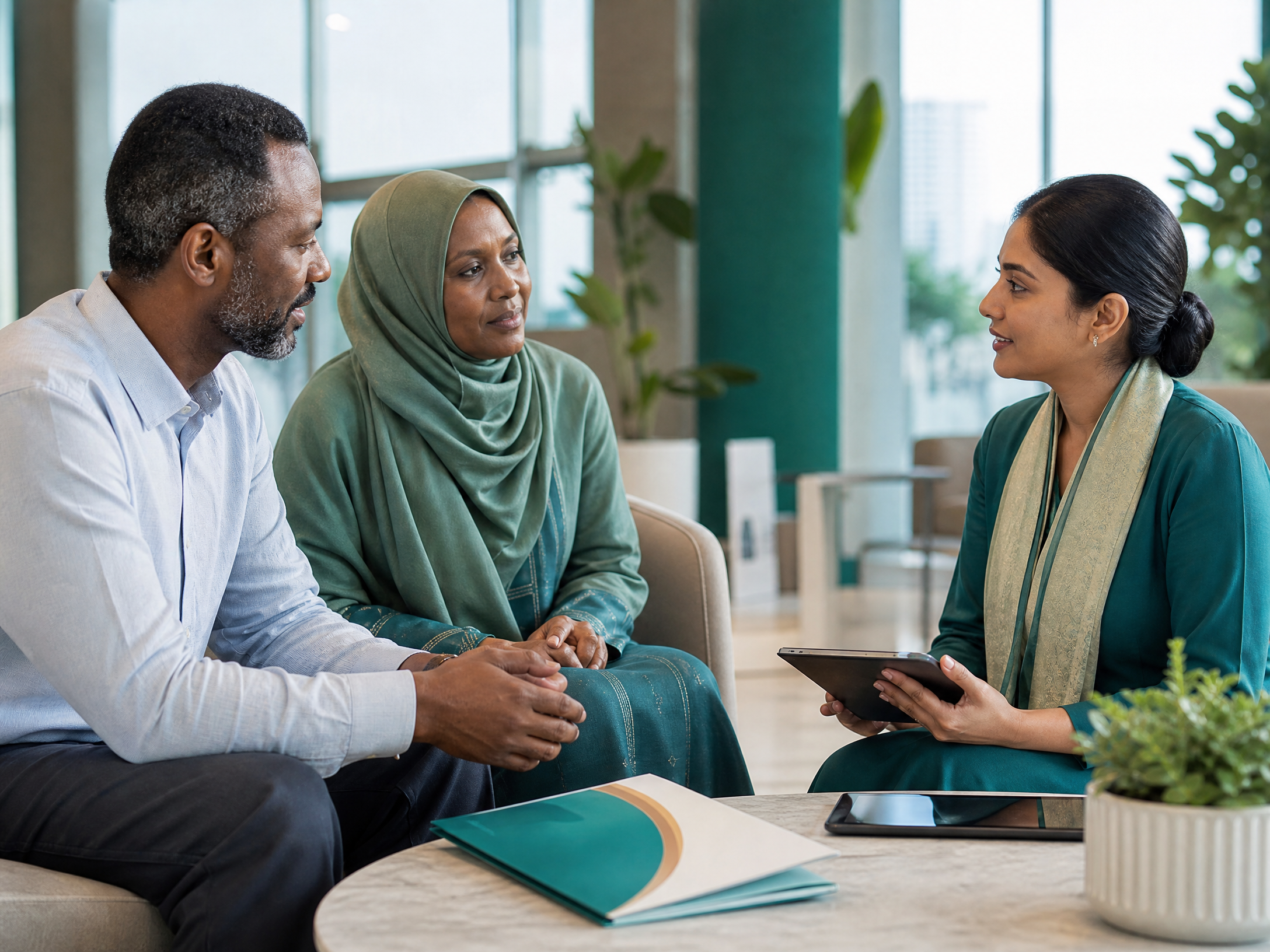 Family meeting a medical travel coordinator